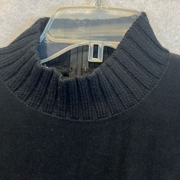 Vintage TALBOTS Stretch Sweater Top Women's Size 10 Black Faux Suede Wool Blend - Picture 4 of 13